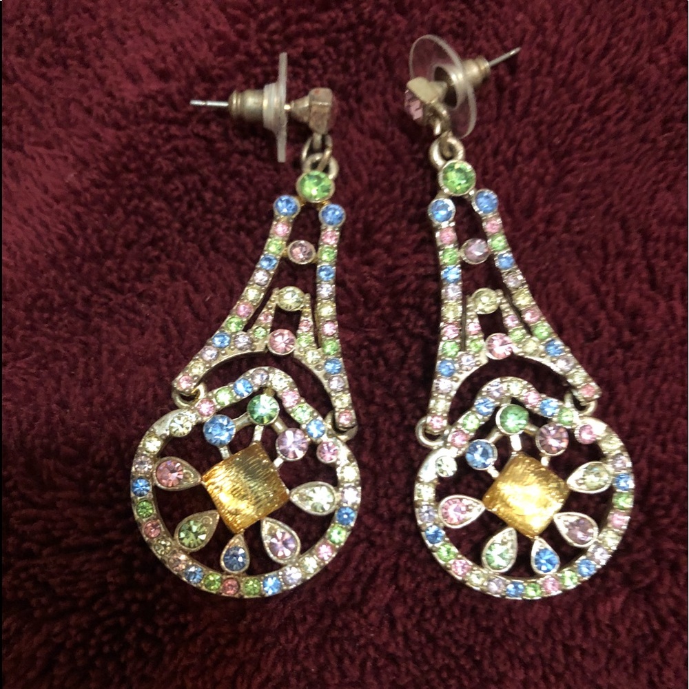 opalish sparkling silver dangling earrings
